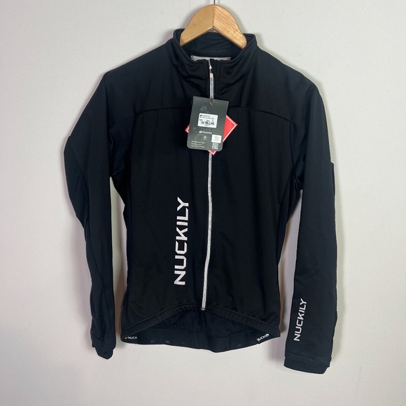 Nuckily Men’s Black Winter Long Sleeve Cycling Jacket Size Large New - Picture 1 of 6